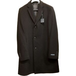 Madison Men’s M Black Wool Blend 3 Button Overcoat Top Coat NWT Belks $250